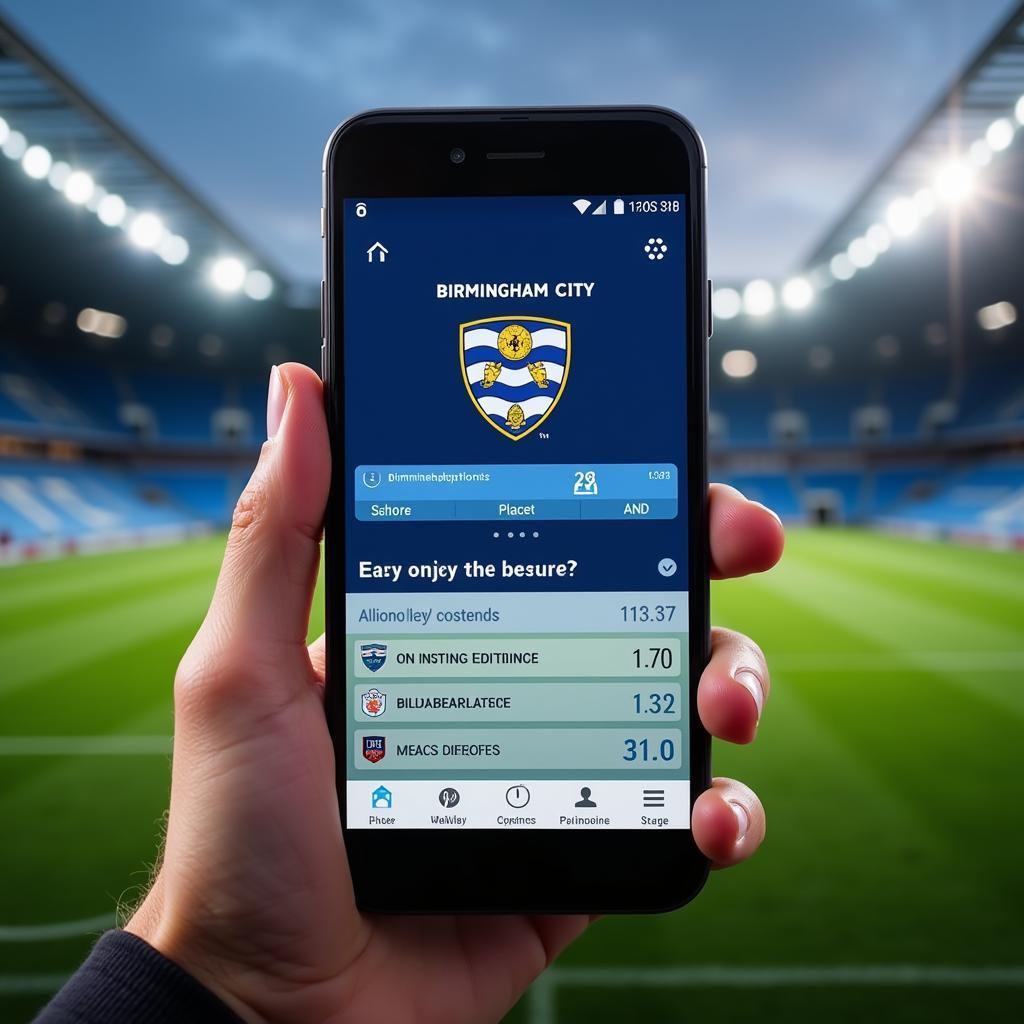 Birmingham City live score update on mobile device