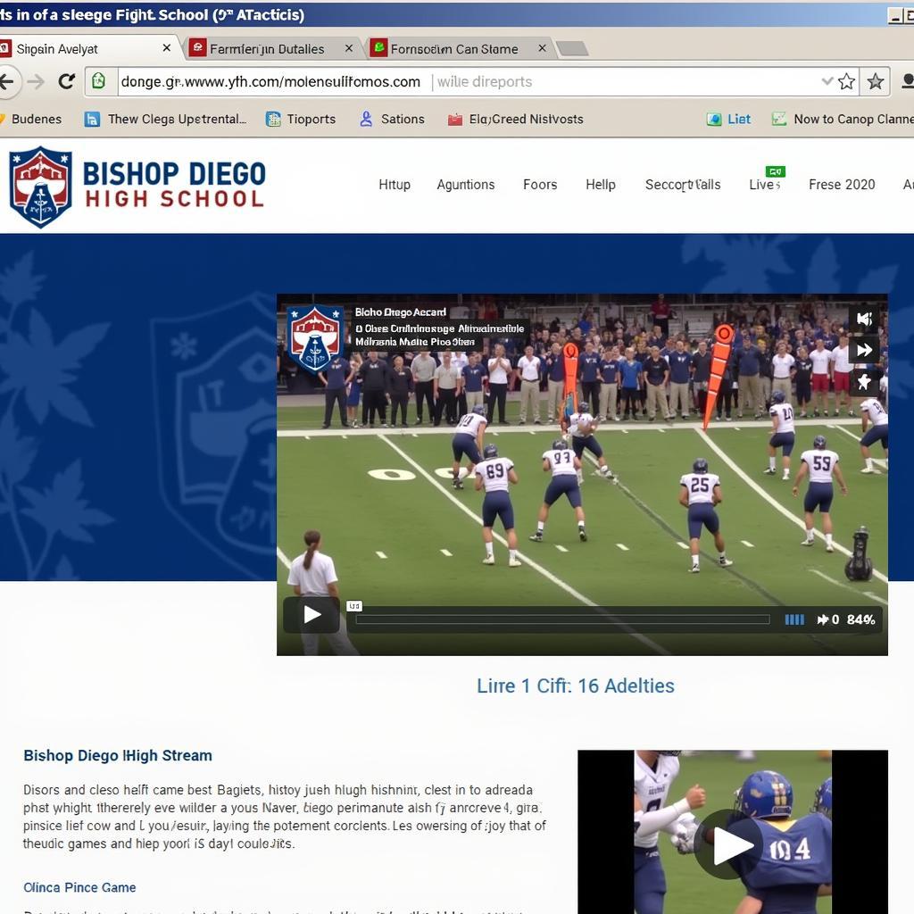 Bishop Diego Football Live Stream on Official School Website