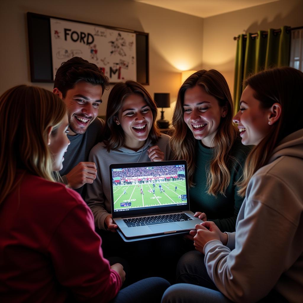 Booneville AR Football Fans Watching Live Stream Together