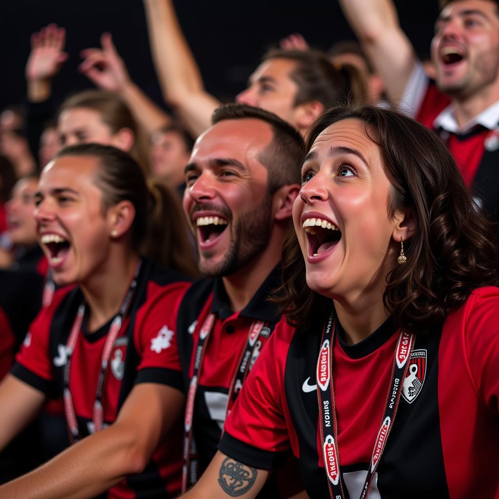 Bournemouth Fans Celebrating a Live Goal