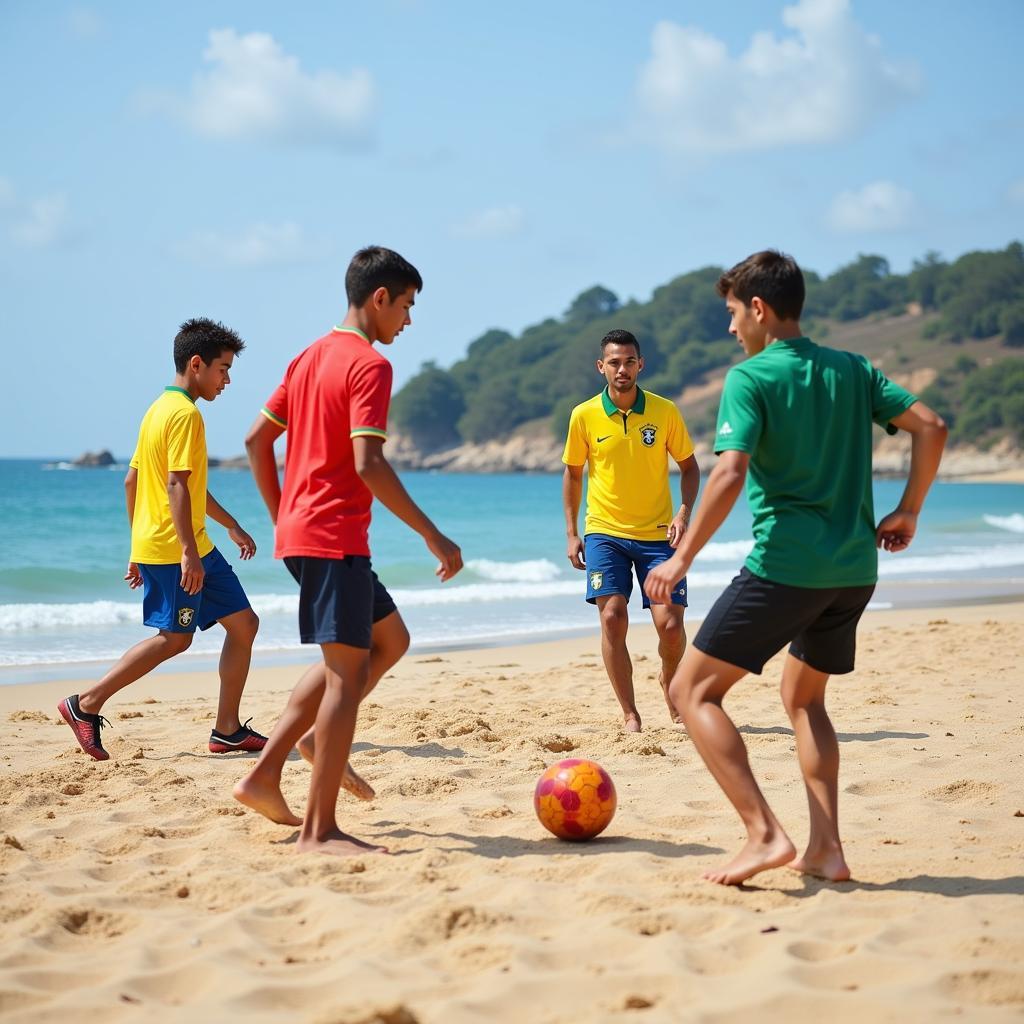 Future stars of Brazil and Spain beach football