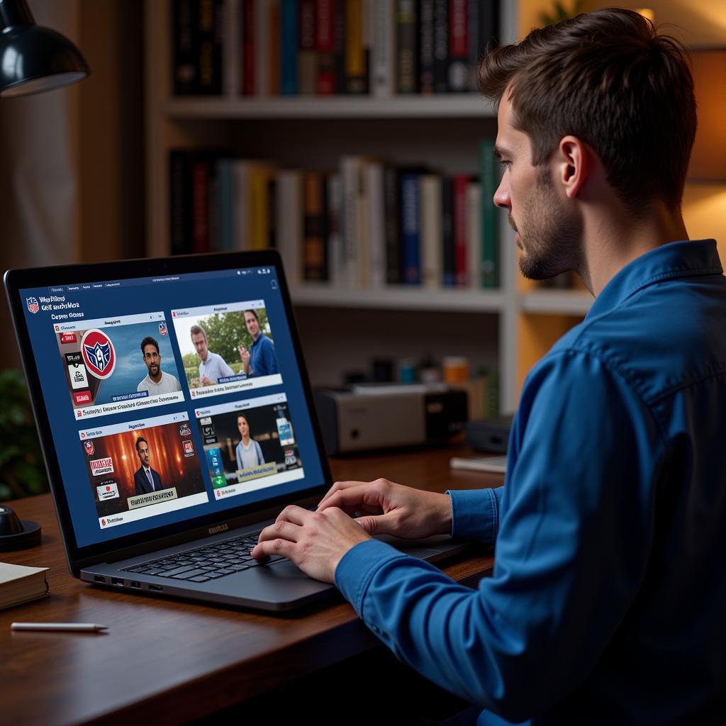 Browsing NFL Streaming Options on Laptop