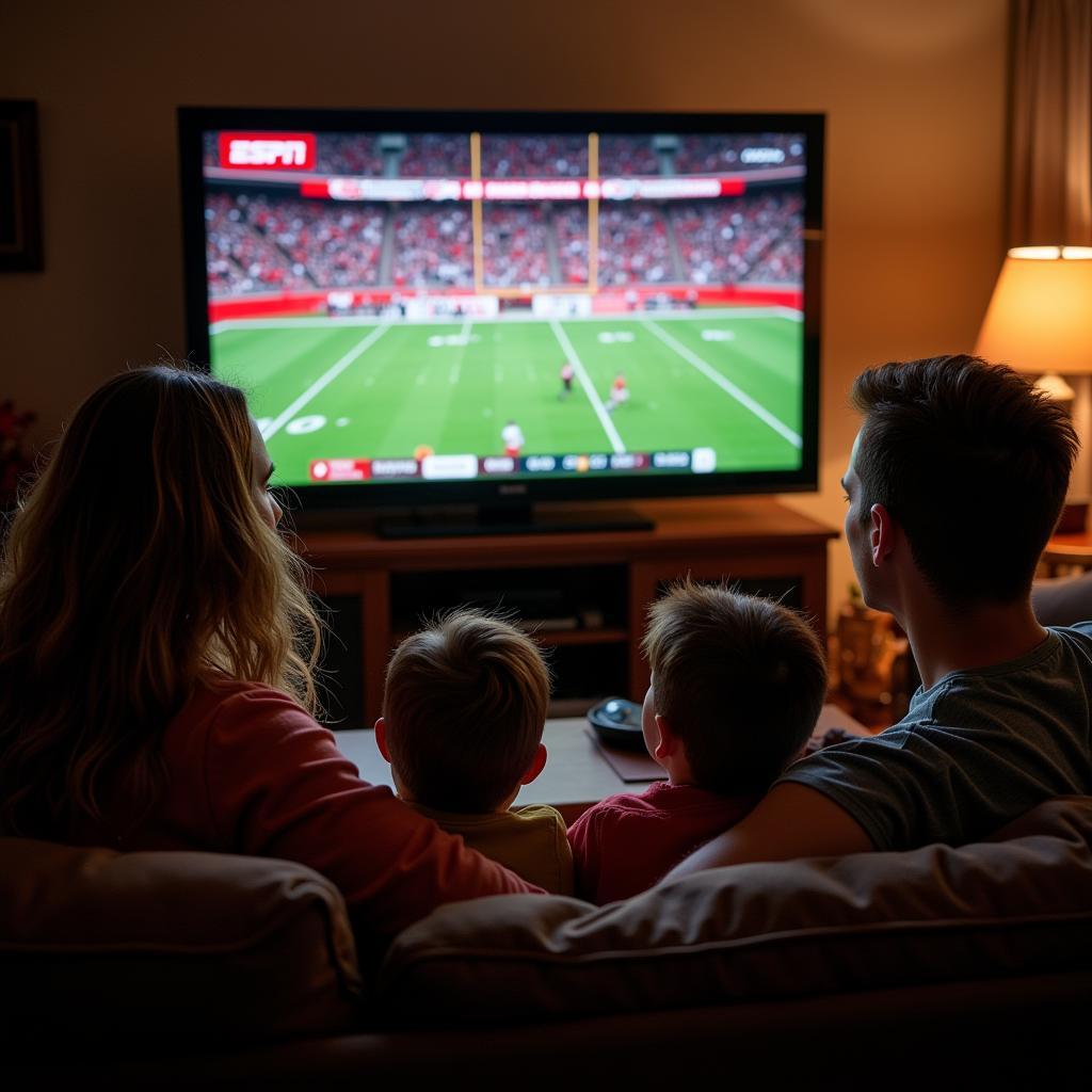 Family Enjoying BSU Football Live Stream on ESPN on Smart TV