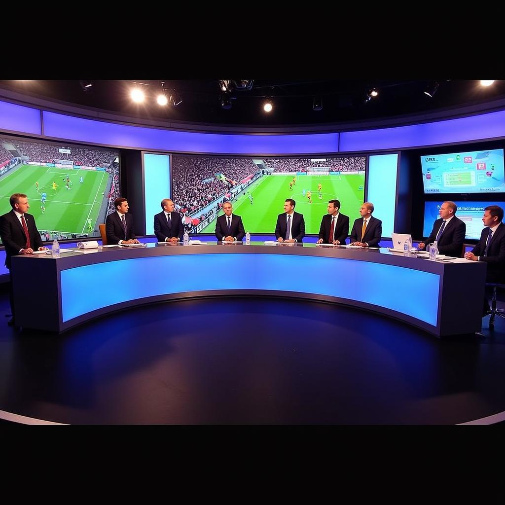 BT Sport studio broadcasting live football in 2015