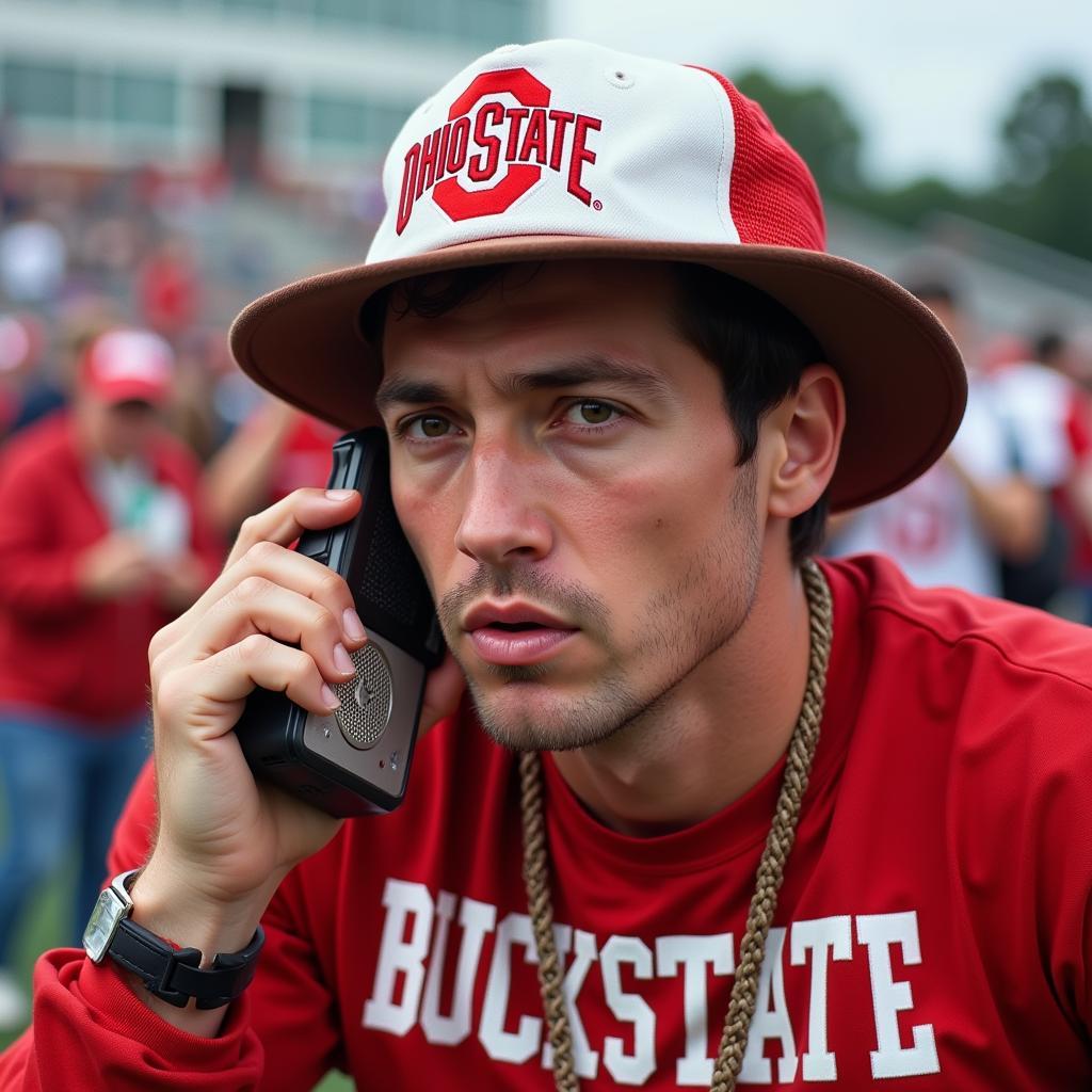 Buckeyes Fan Listening to the Game on the Radio