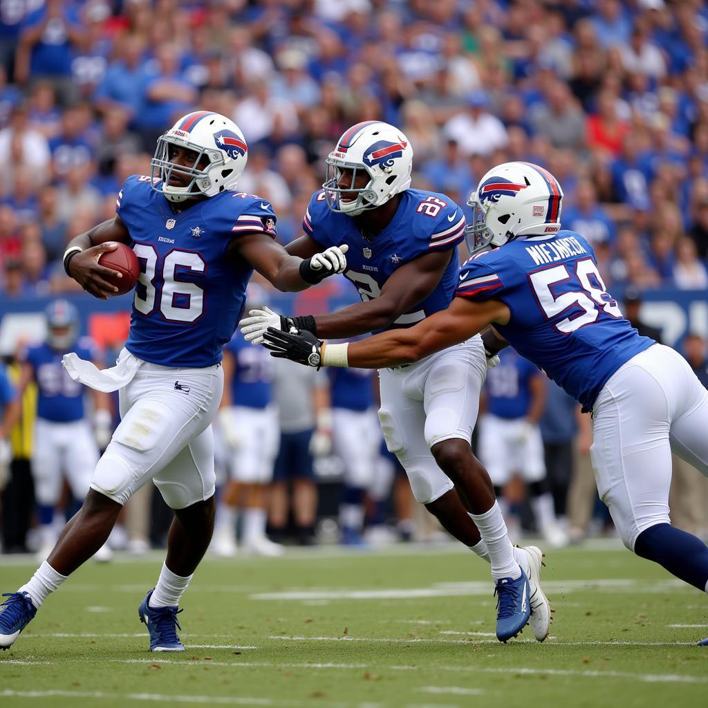 Buffalo Bulls football players in action during a live game.