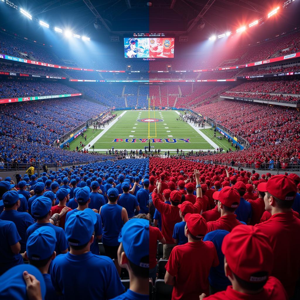 BYU and Utah Football Fans in the Stadium