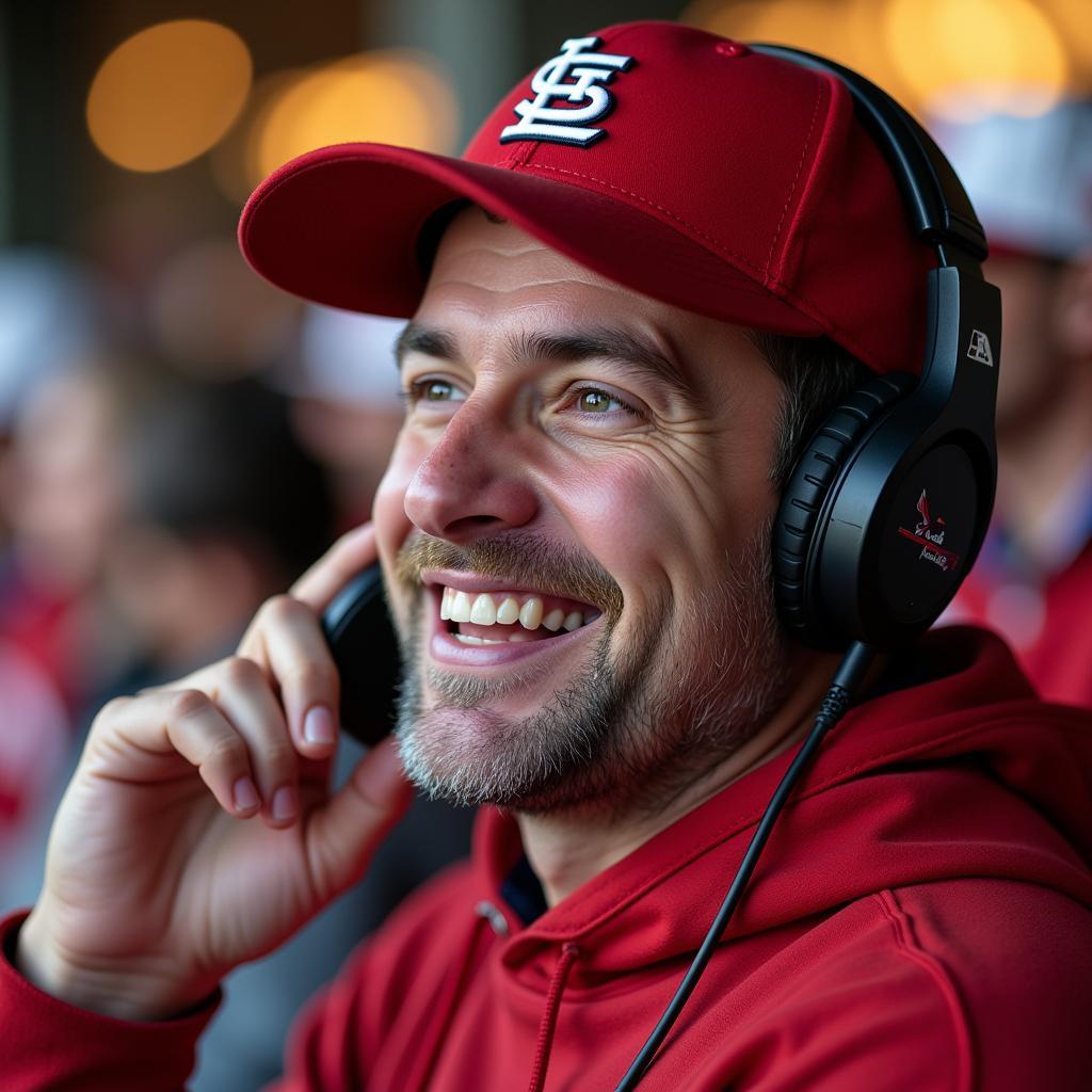 Cardinals Fan Listening to the Radio