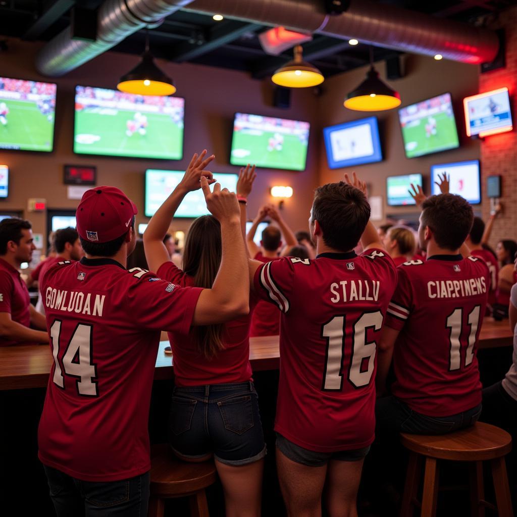 Cardinals Fans Watching Game at a Bar Out of State