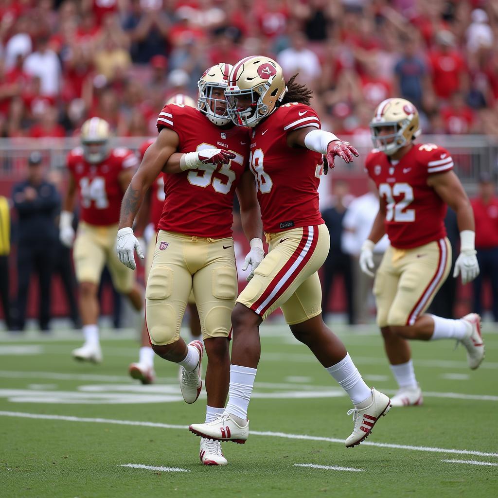 Cassidy Celebrating a Touchdown with Teammates