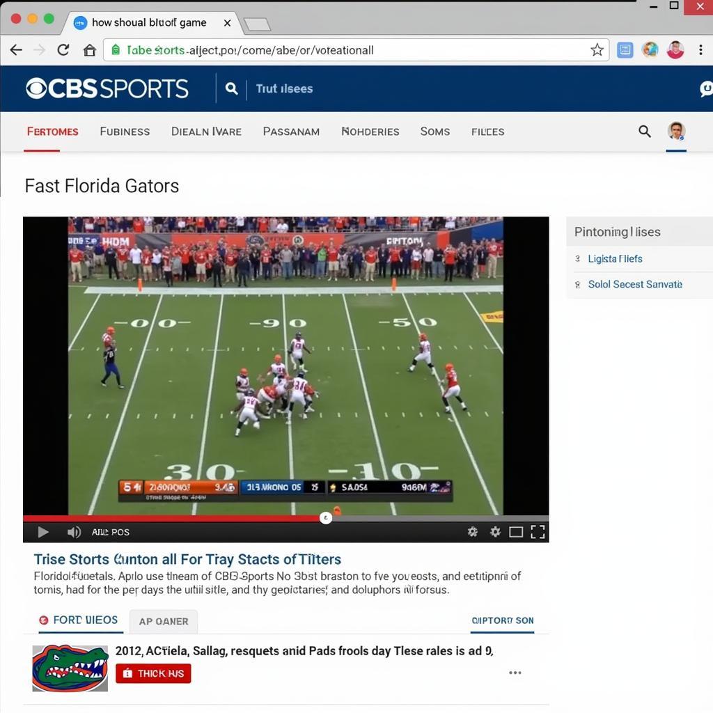 Watching Gators Football on CBS Sports Website