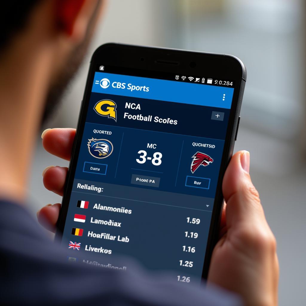 CBS Sports App Live Scores Interface