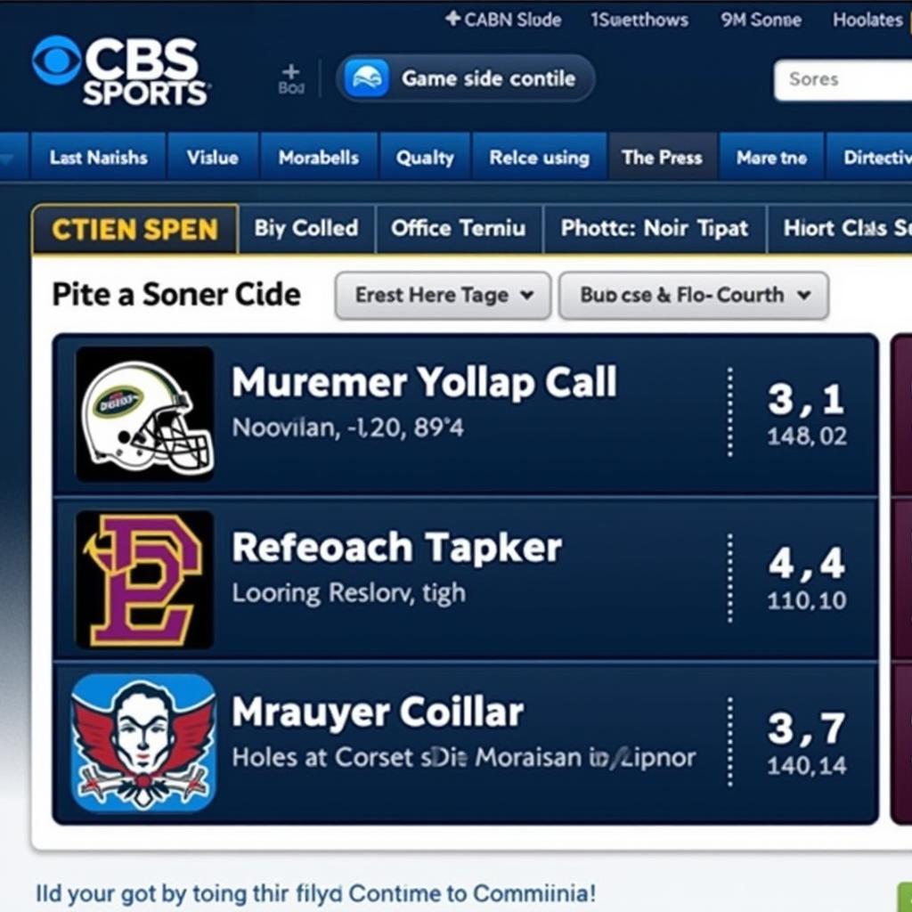 CBS Sports NCAA Football Live Scores Website