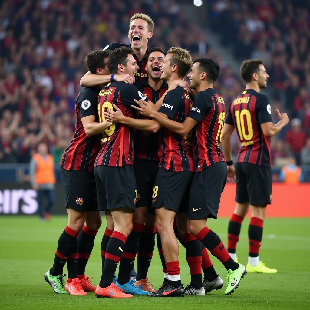 Celebrating a Goal while Watching Live Football