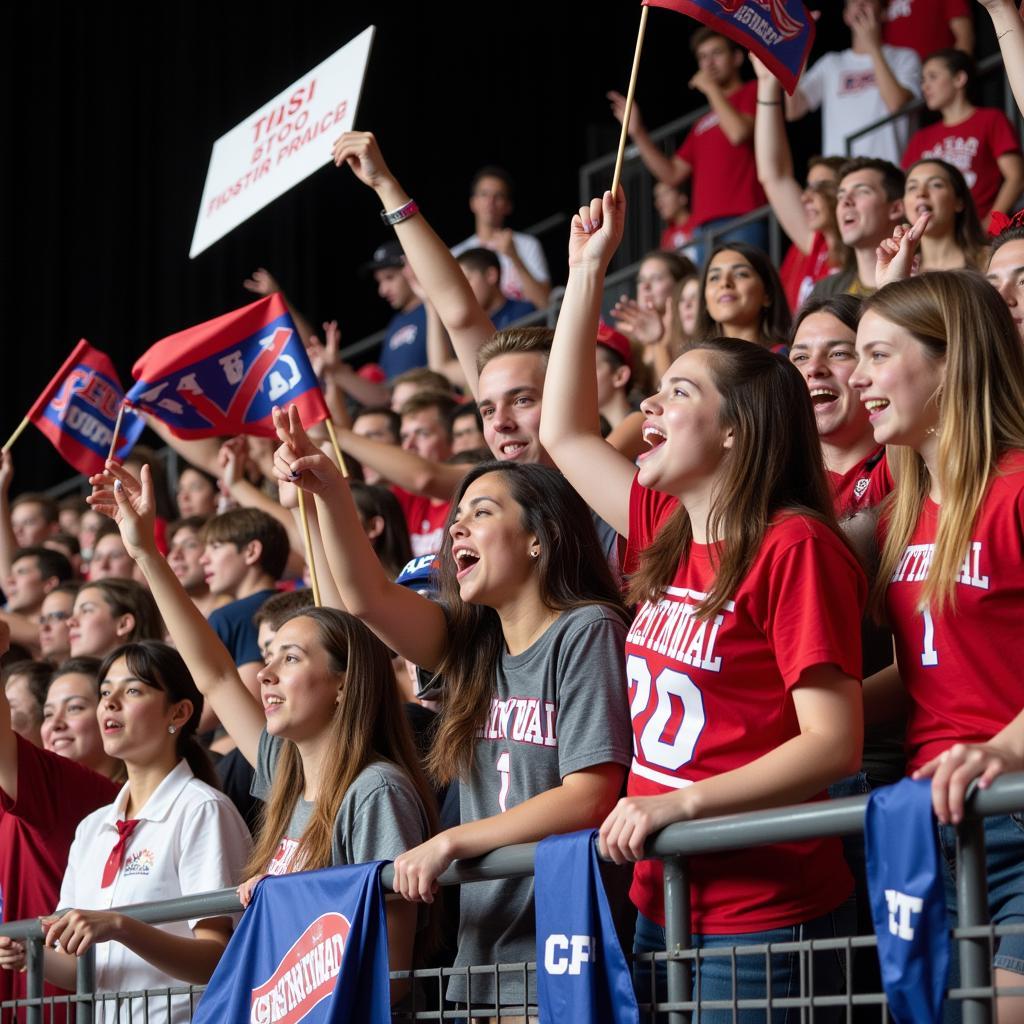 Centennial High School football fans cheering in the stands