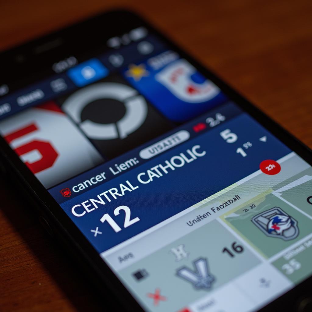 Central Catholic Football Score Updates on Mobile Phone