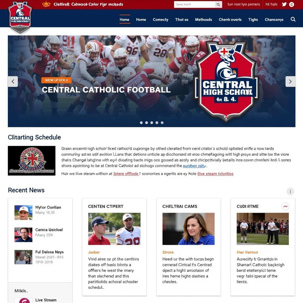 Central Catholic High School Football Website Homepage