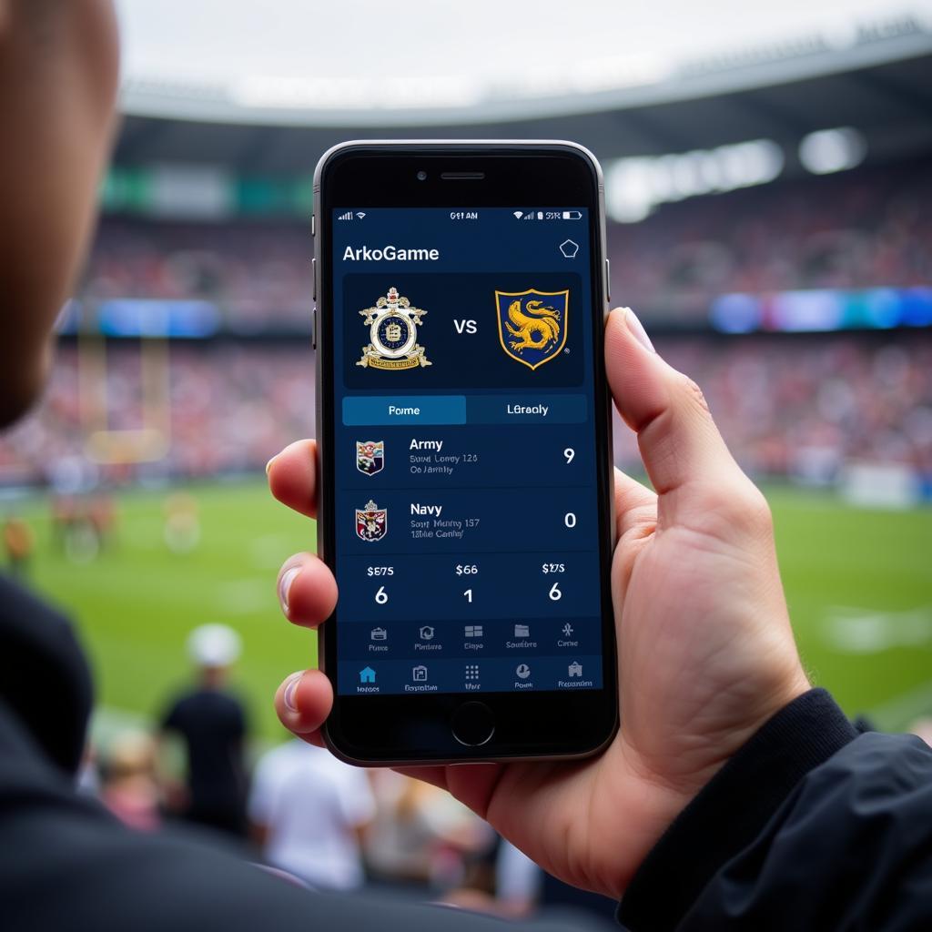 Checking the Army-Navy Live Score on a Mobile Phone