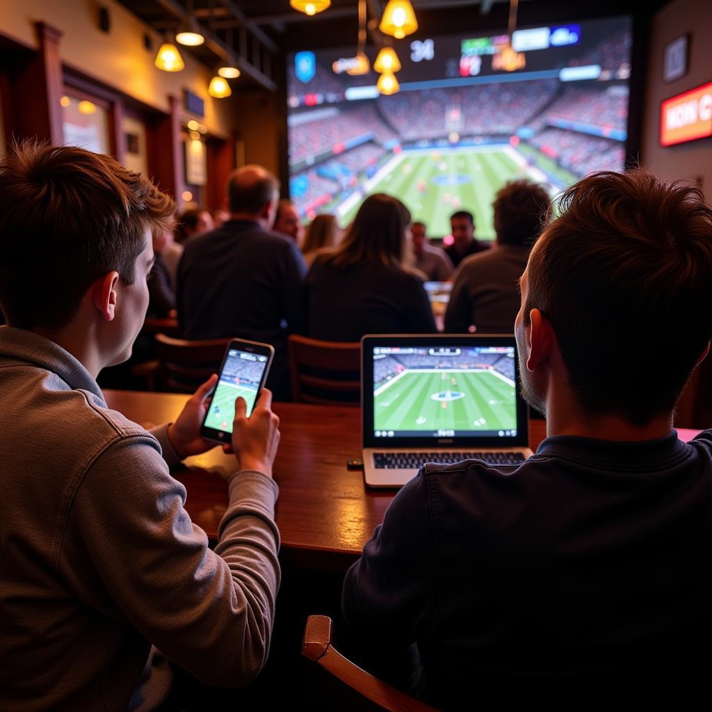 Fans Checking Live Score on Mobile Devices During Game