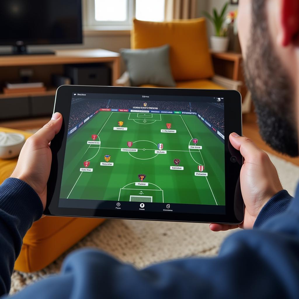 Viewing live football lineups on a tablet device