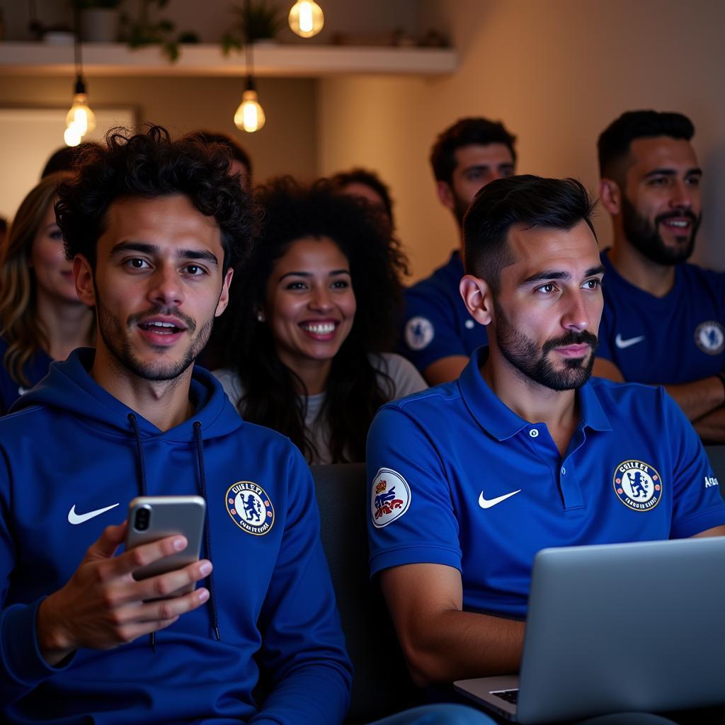 Chelsea Fans Watching with Live Commentary