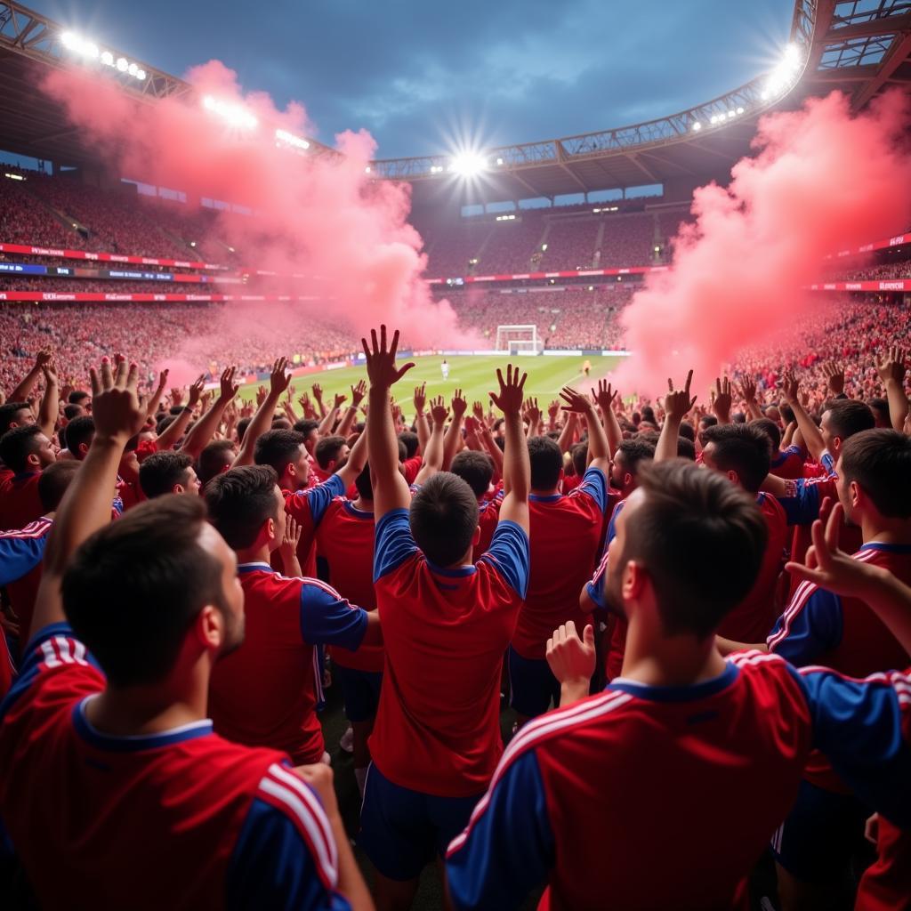 Chilean Football Fans Celebrating a Goal