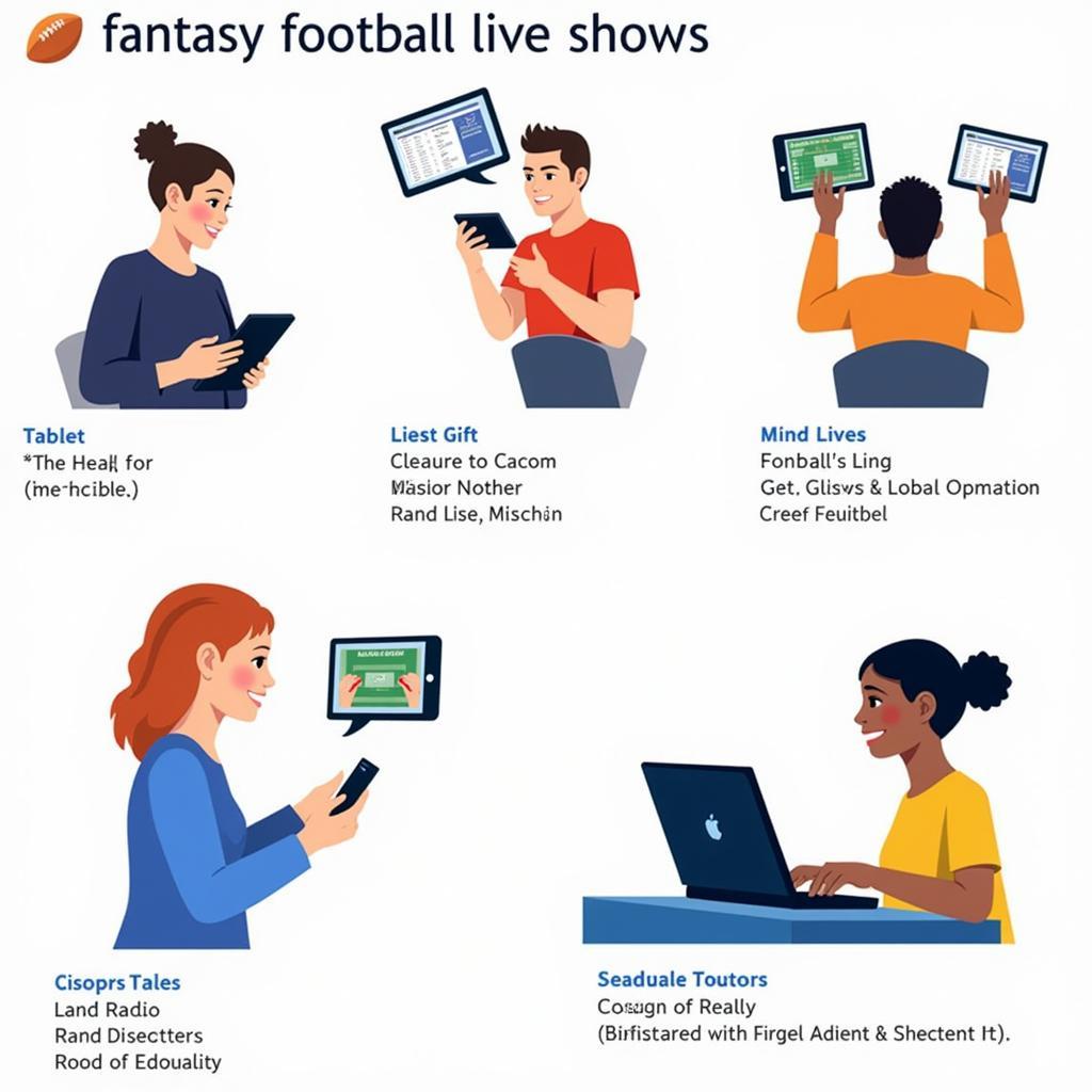 Individuals Watching Different Fantasy Football Live Shows on Multiple Devices