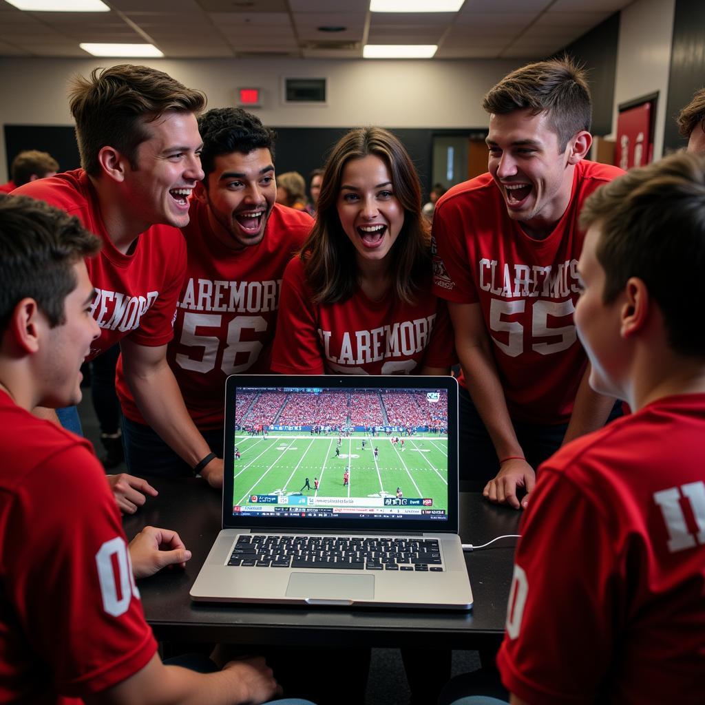 Claremore Football Fans Watching Live Stream