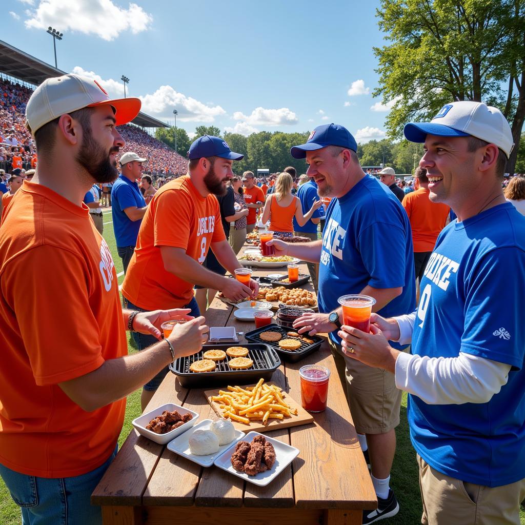 Clemson and Duke Fans Tailgating Before the Big Game