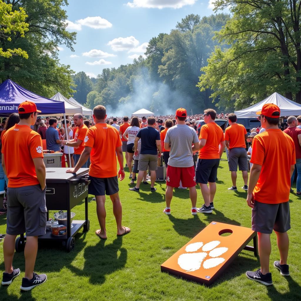 Clemson Football Fans Tailgating Before a Live Game