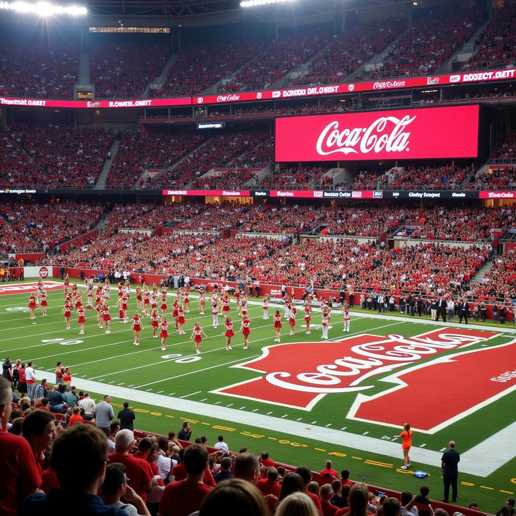 Coca Cola Sponsored Cheerleading Competition at a College Football Event