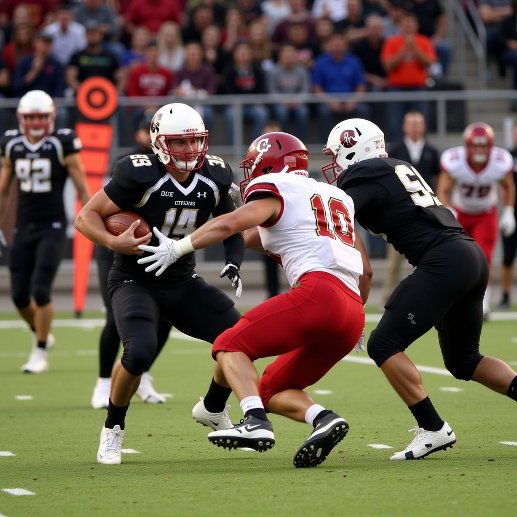 Coconino Panthers football players in action during a live game