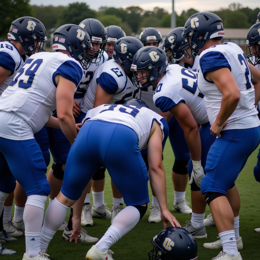 Colby College Football Team Huddle