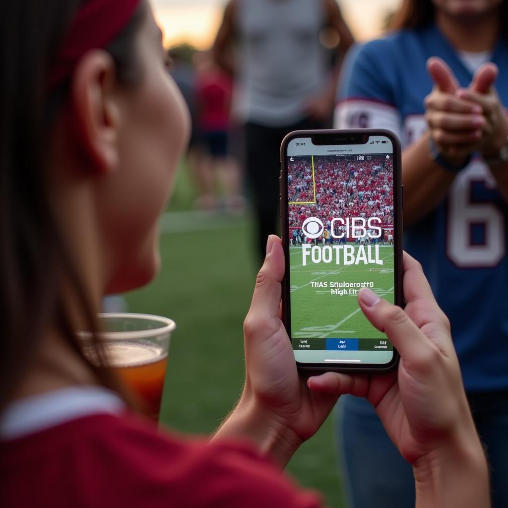 College Football Fan Watching CBS Sports