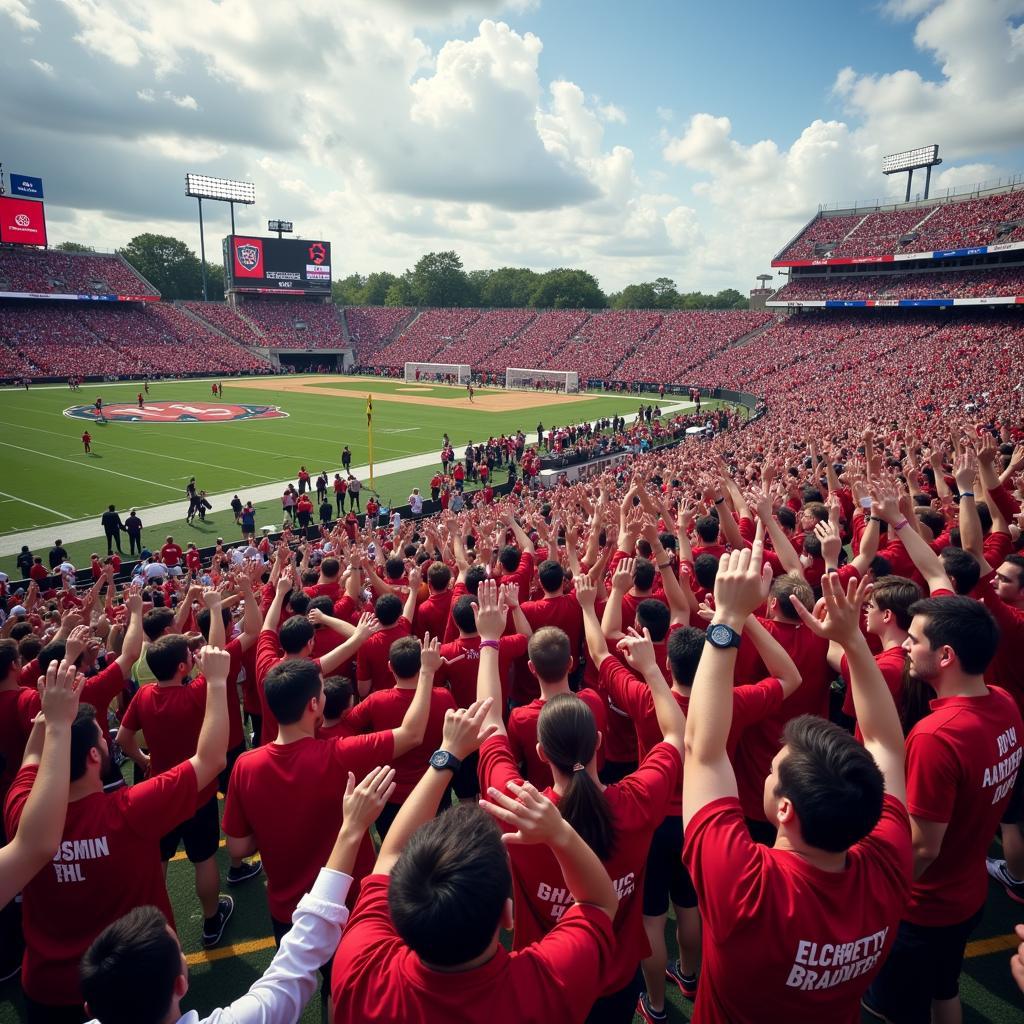 College Football Fans Celebrating an Upset Victory