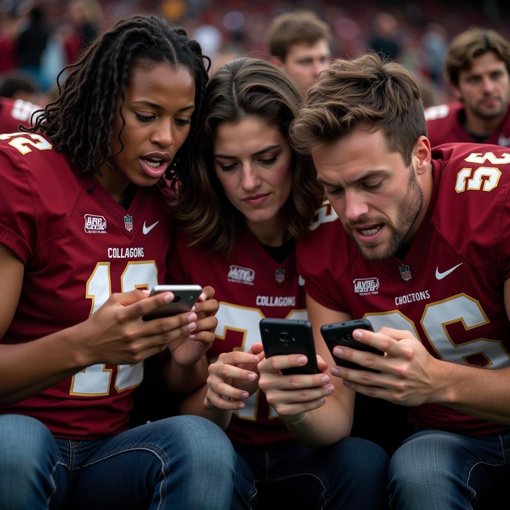 College Football Fans Checking Live Scores on Their Phones in 2017