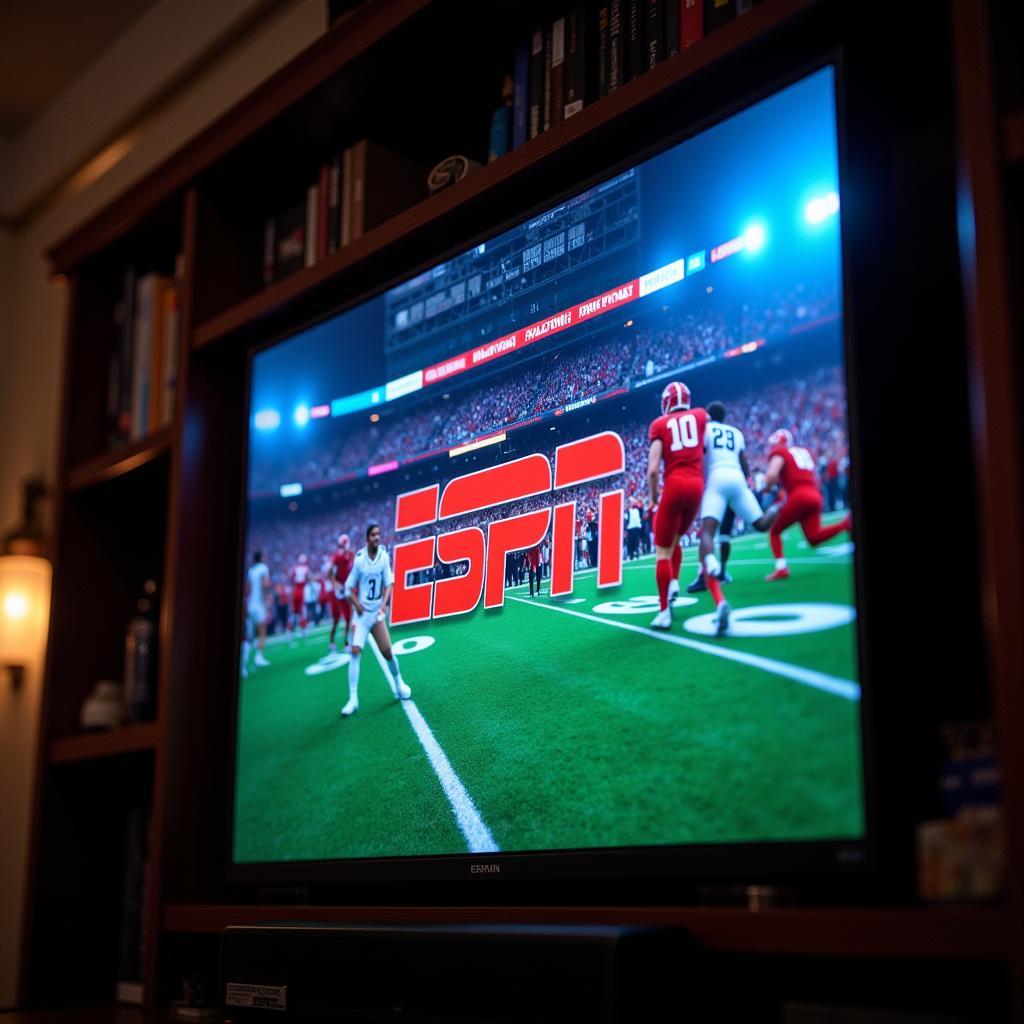 College Football Game on TV Screen