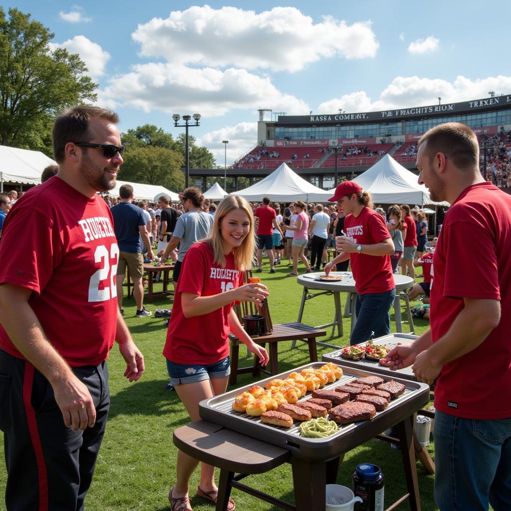 College Football Tailgate Party - Fans Gathered for Game Day