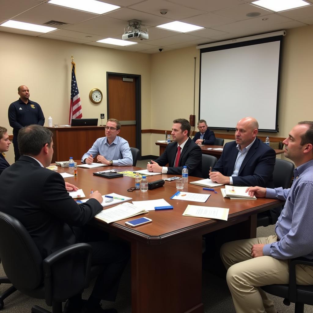 College Football Team Meeting with Community Leaders