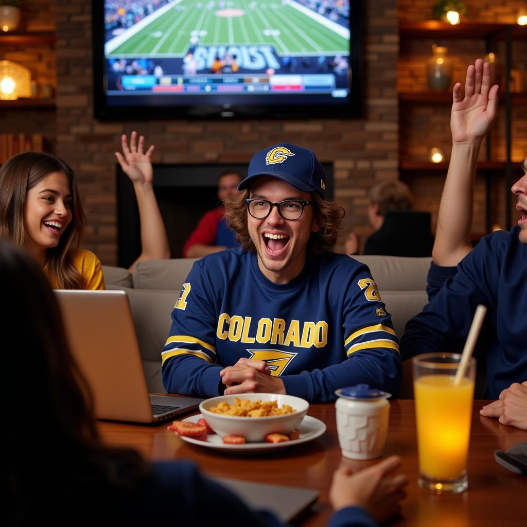 Colorado Football Fan Watching Live Stream