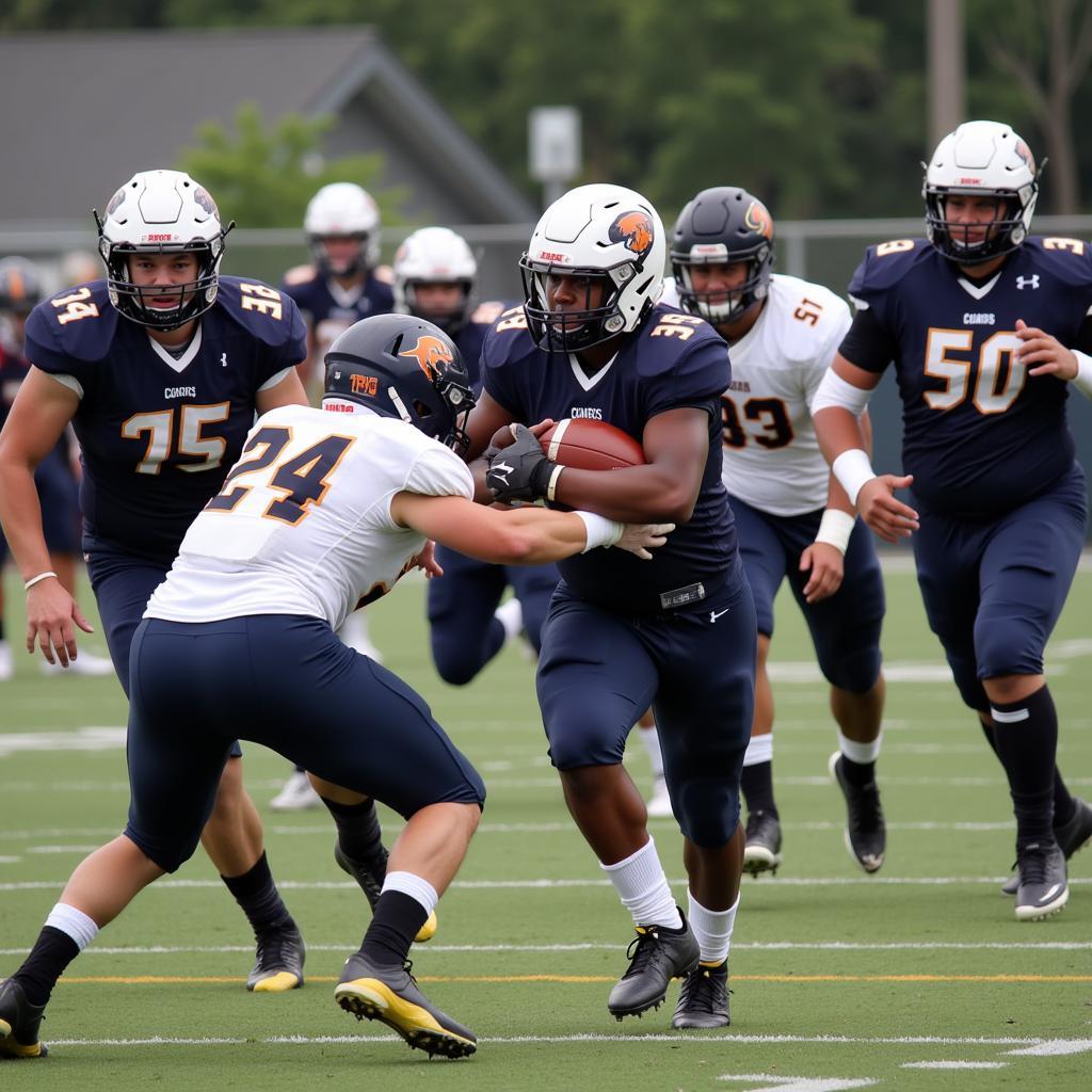 Commerce High School Football Players in Action