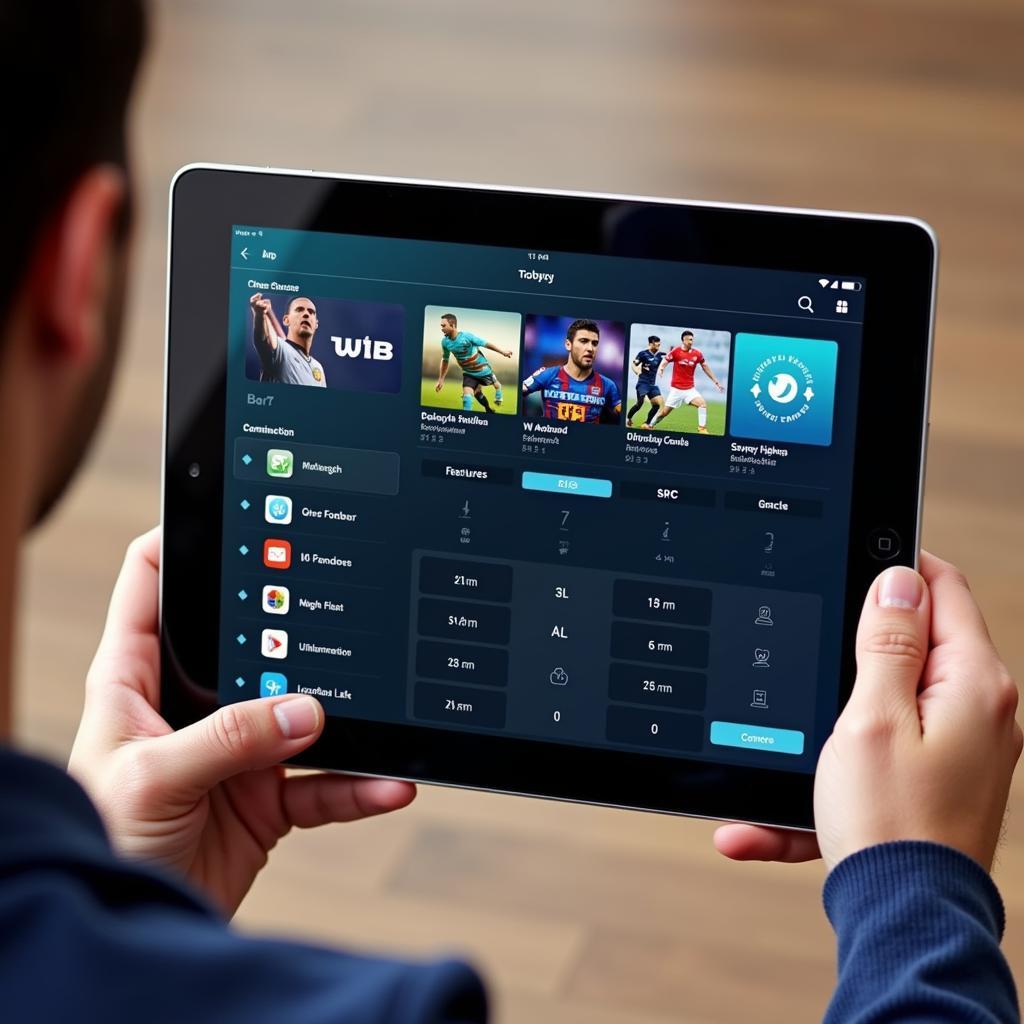 Comparing different football streaming apps on a tablet