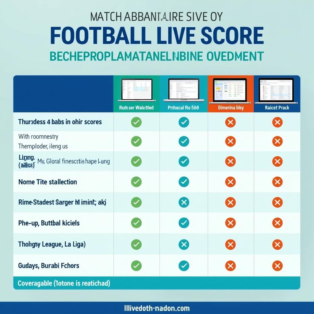 Comparison table of popular football live score websites highlighting their features and coverage.