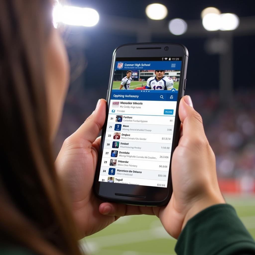 Connor High School Football Schedule on a Mobile Phone