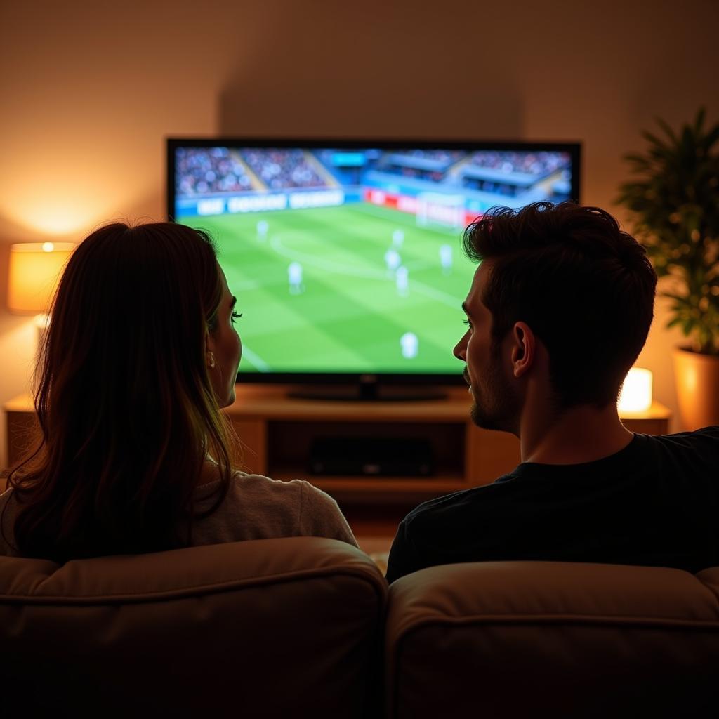 Couple Watching Football on TV