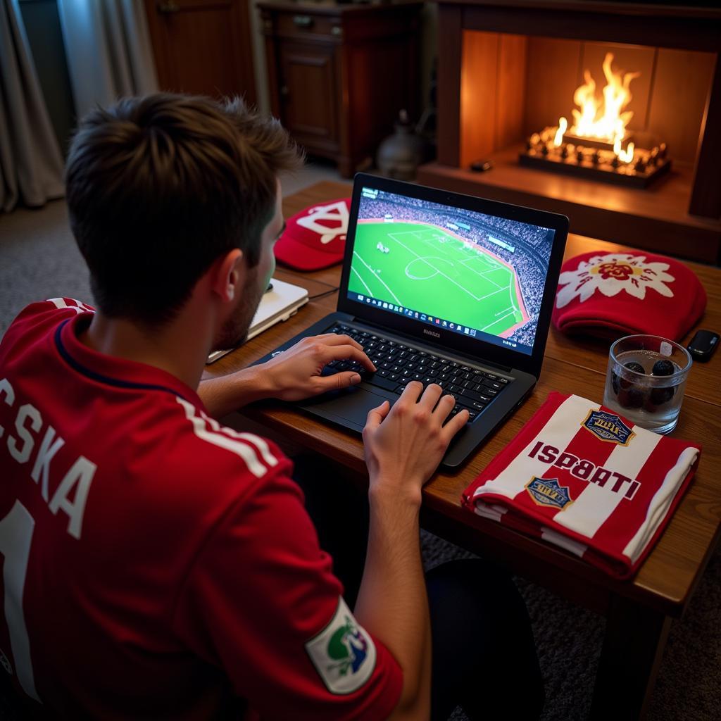 CSKA Moscow Fan Watching Live Stream