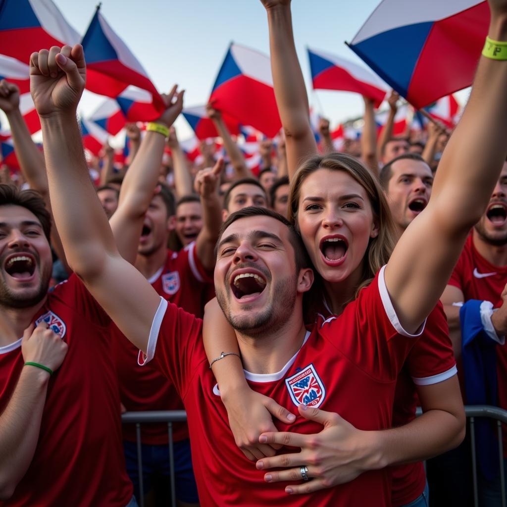 Czech Football Fans Celebrating Victory