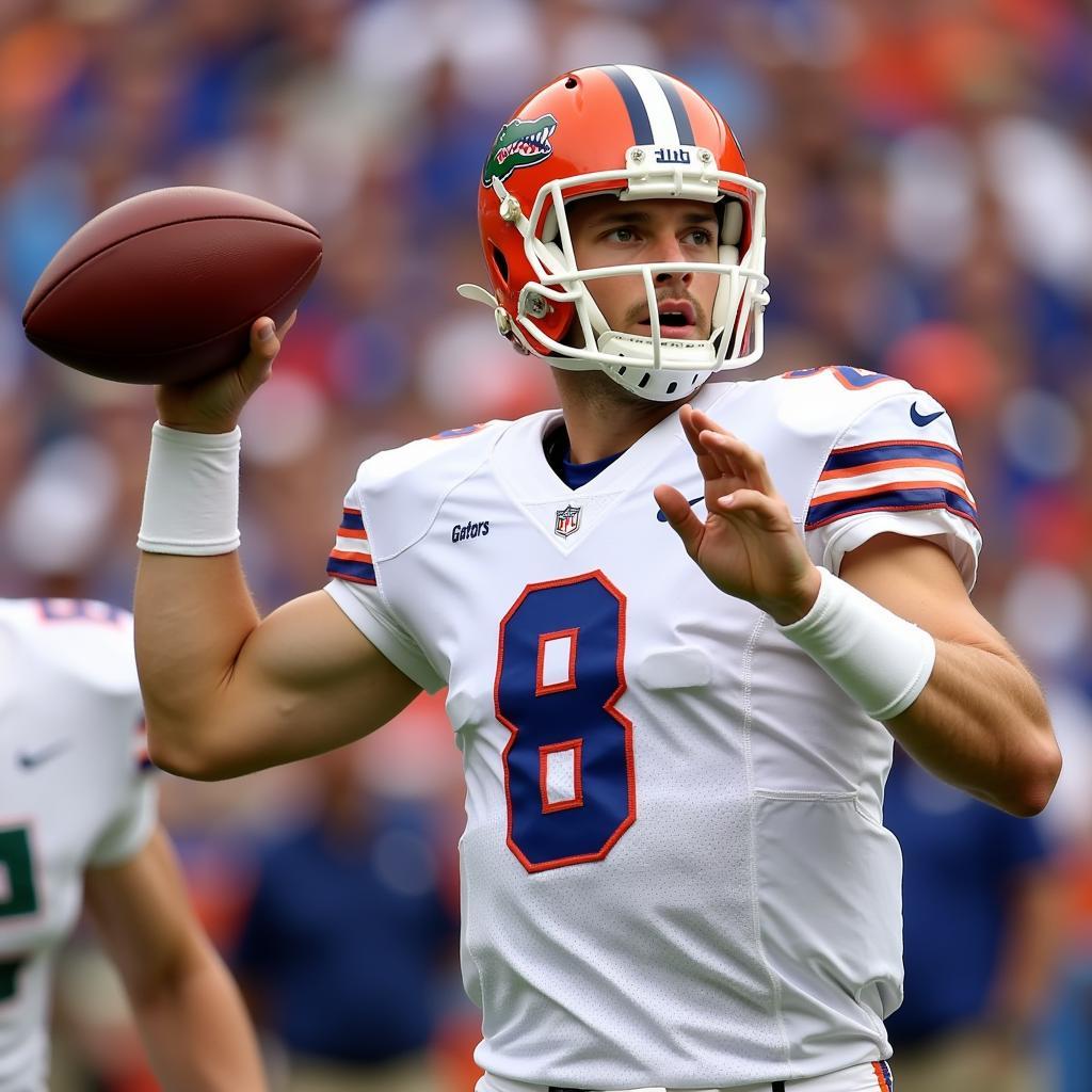 Danny Wuerffel throwing a pass during a Florida Gators game