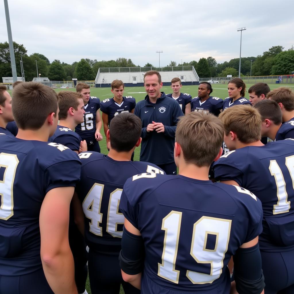 Dawson High School Football Team Huddle