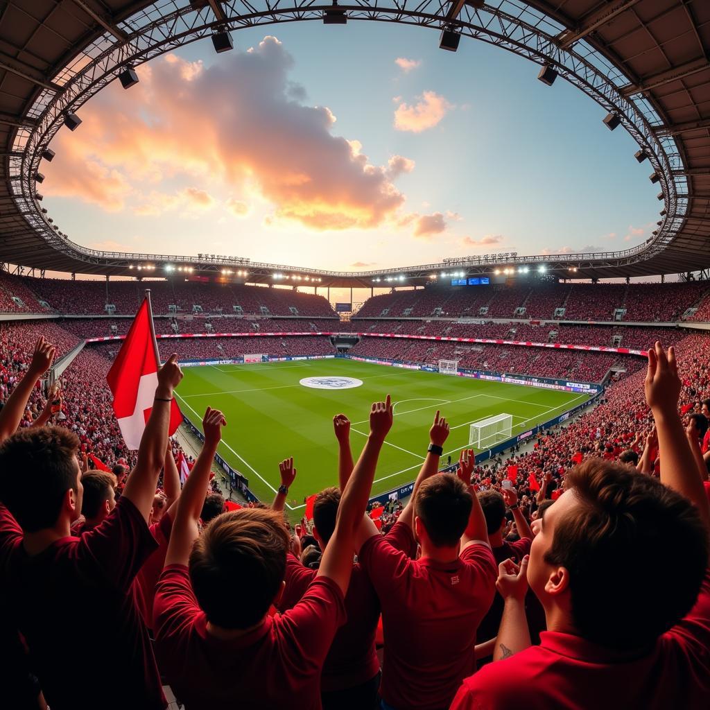 Fans celebrating during a Denmark vs Germany game